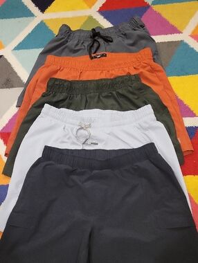 Mens Elastic Waist Casual Shorts - Medium - Multi Color 5 Pack